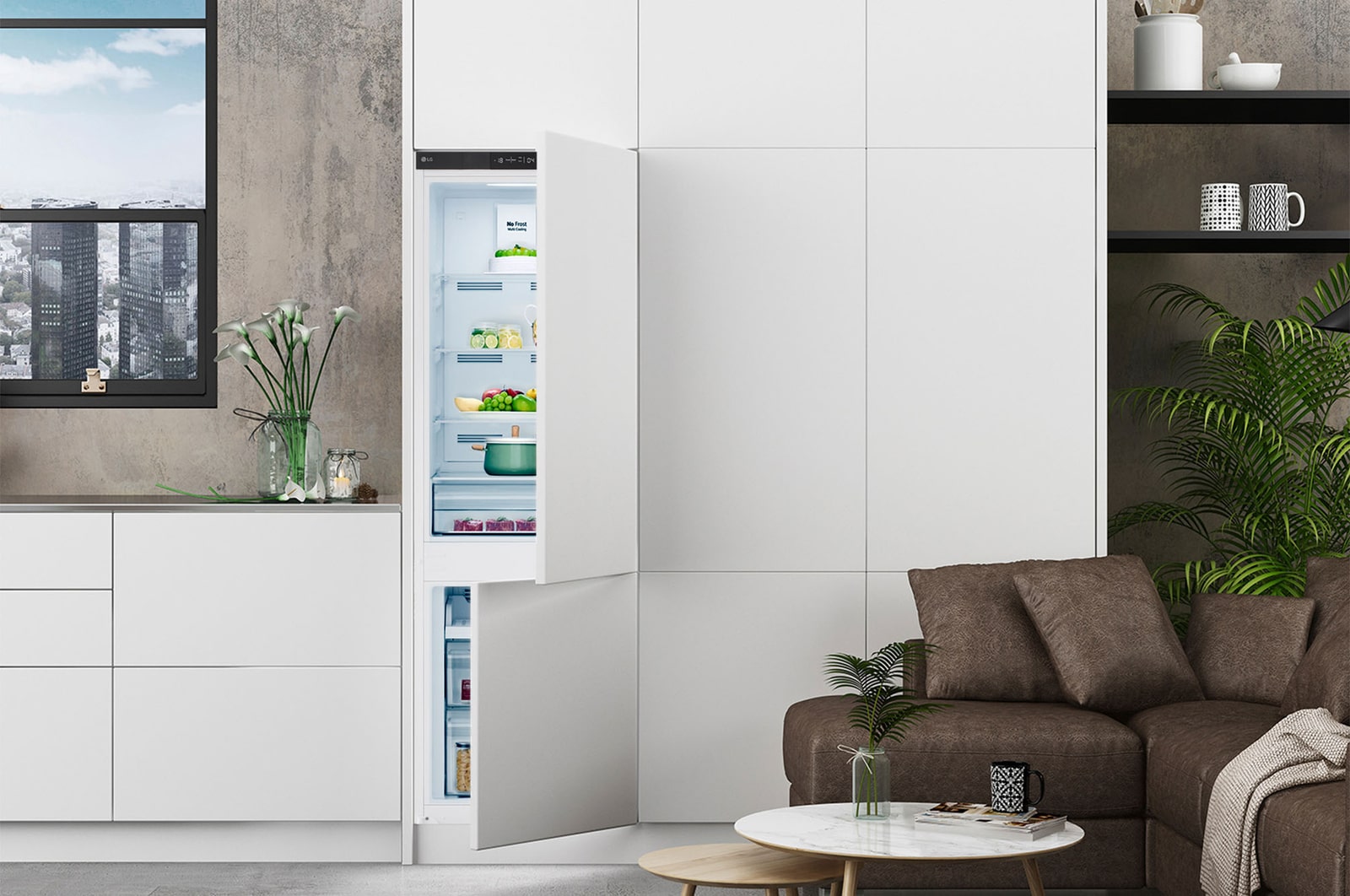 Refrigerator in living area