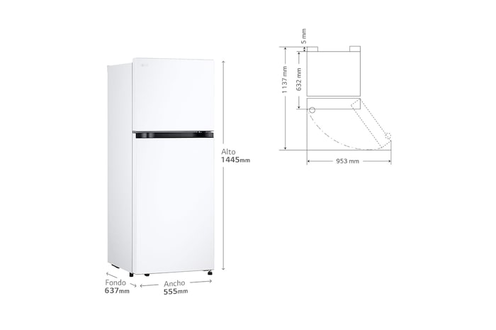 vista frontal con dimensiones