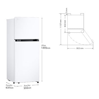 vista frontal con dimensiones