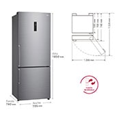 LG Frigorífico Combi 1,85m, Clasificación E, capacidad de 500l, Inox antihuellas, serie 70cm, GBB567PZCMB