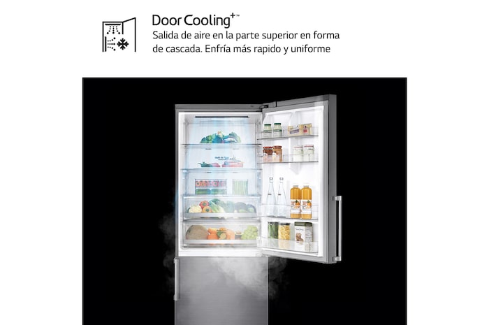 LG Frigorífico Combi 1,85m, Clasificación E, capacidad de 500l, Inox antihuellas, serie 70cm, GBB567PZCMB