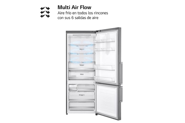 LG Frigorífico Combi 1,85m, Clasificación E, capacidad de 500l, Inox antihuellas, serie 70cm, GBB567PZCMB