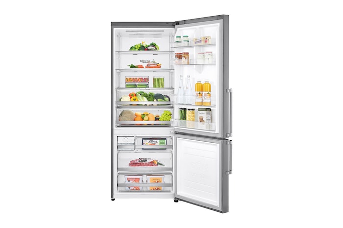 LG Frigorífico Combi 1,85m, Clasificación E, capacidad de 500l, Inox antihuellas, serie 70cm, GBB567PZCMB