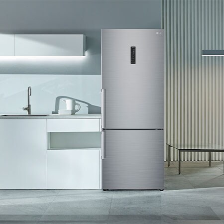 LG Outlet Frigorífico Combi 1,85m, Clasificación E, capacidad de 500l, Inox antihuellas, serie 70cm, GBB567PZCMB.OUTLET