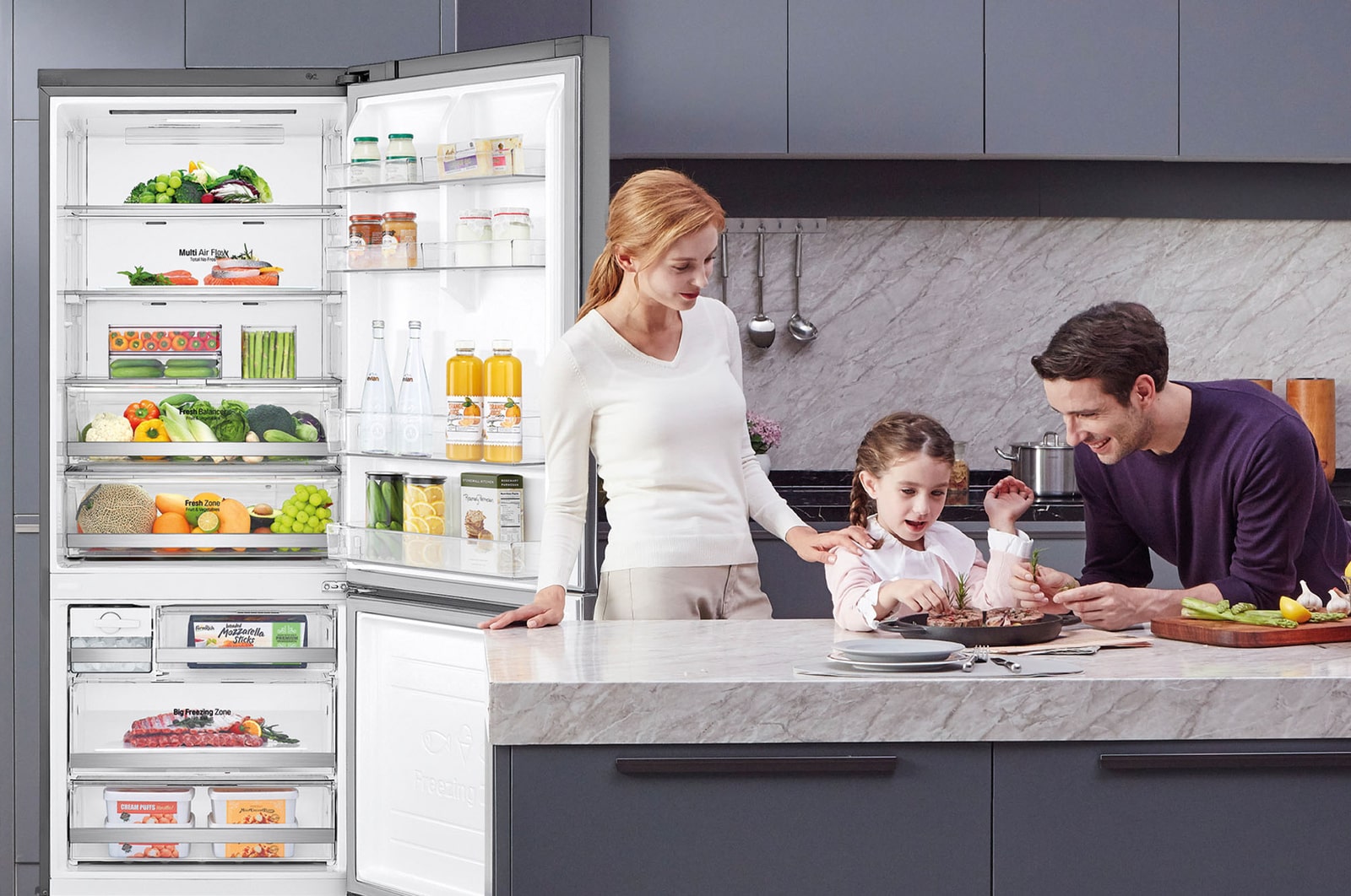 LG Frigorífico Combi 1,85m, Clasificación E, capacidad de 500l, Inox antihuellas, serie 70cm, GBB567PZCMB