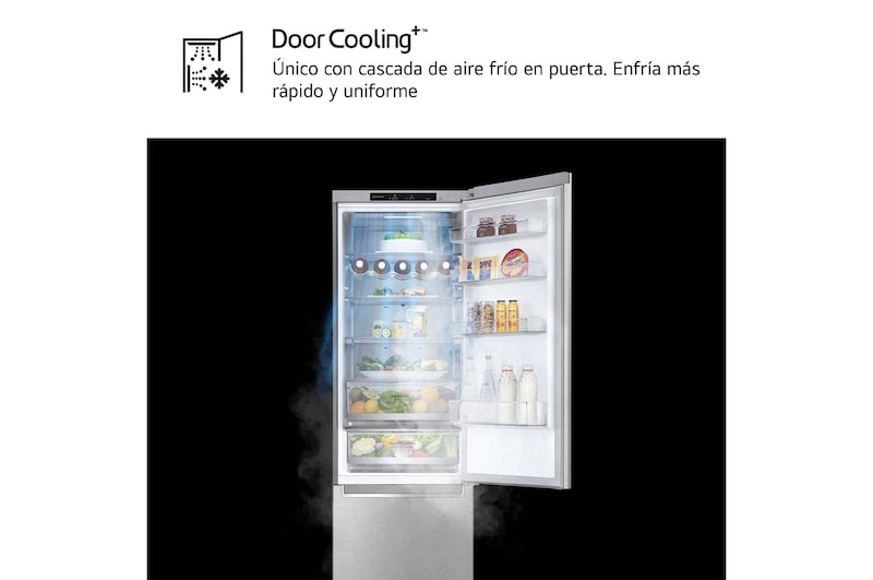 LG Frigorífico Combi Door Cooling+, 2m, Clasificación Un 20% más eficiente que A, capacidad de 419l, acero texturizado antihuellas. Serie 900, GBB92MBB3P