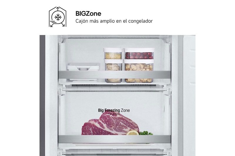 LG Frigorífico Combi Door Cooling+, 2m, Clasificación Un 20% más eficiente que A, capacidad de 419l, acero texturizado antihuellas. Serie 900, GBB92MBB3P