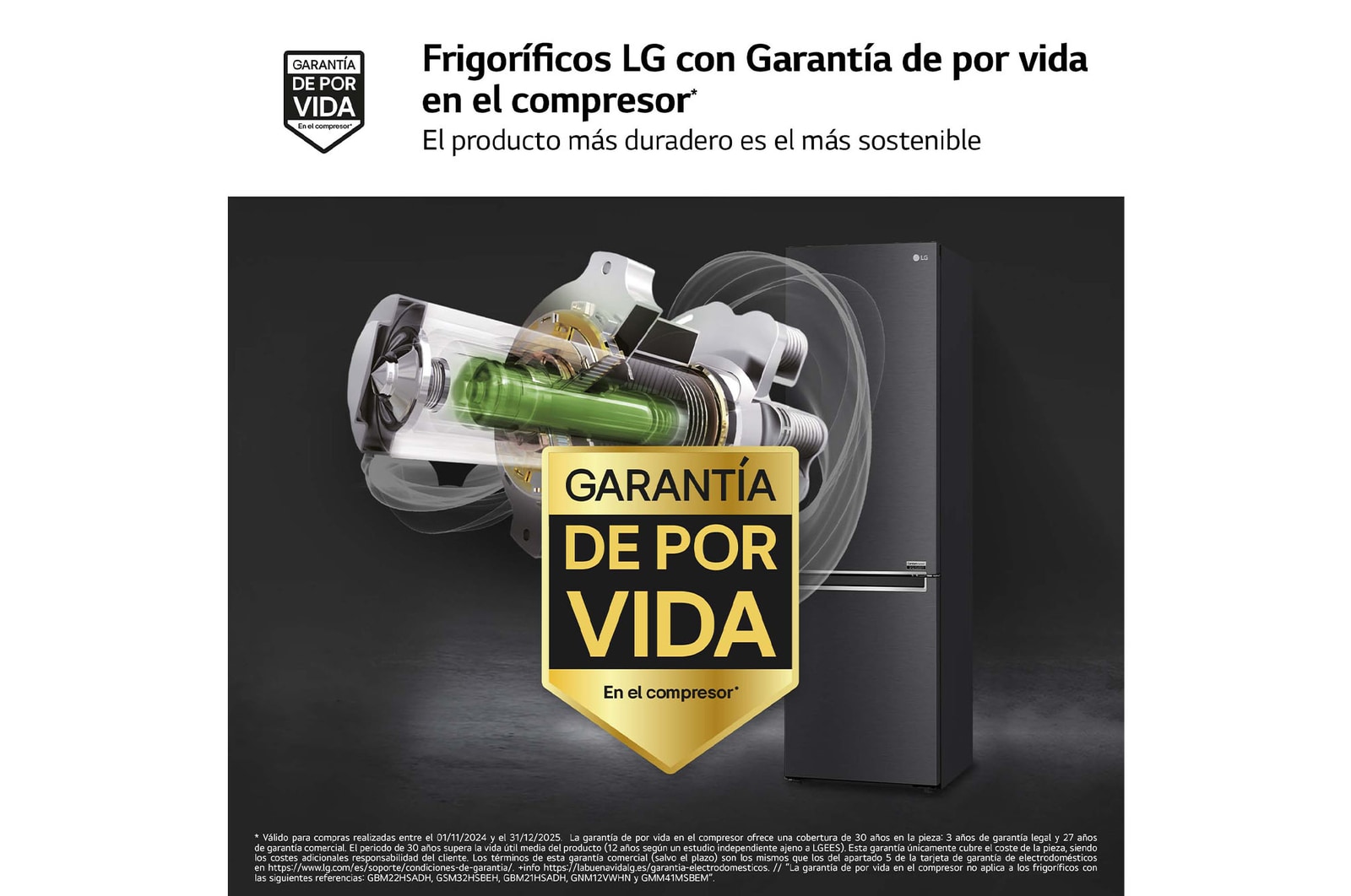 LG Frigorífico Combi 2m, Clasificación un 12% más eficiente que A, 419l, Acero Negro-grisáceo Mate, serie Centum, GBB92MCB2P