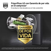 LG Frigorífico Combi 2m, Clasificación un 12% más eficiente que A, 419l, Acero Negro-grisáceo Mate, serie Centum, GBB92MCB2P