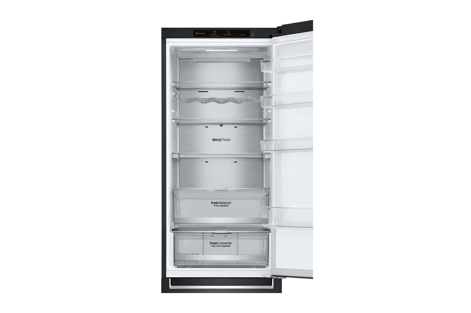 LG Frigorífico Combi 2m, Clasificación un 12% más eficiente que A, 419l, Acero Negro-grisáceo Mate, serie Centum, GBB92MCB2P