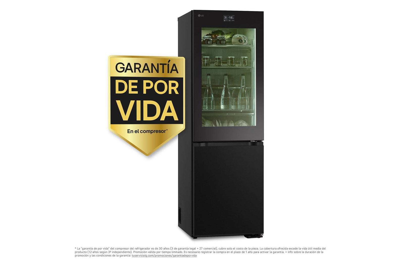 LG Frigorífico Combi Instaview  Door Cooling+, 1,86 m, Clasificación C, capacidad de 352 l,  Acero negro grafito, GBG7190CEV