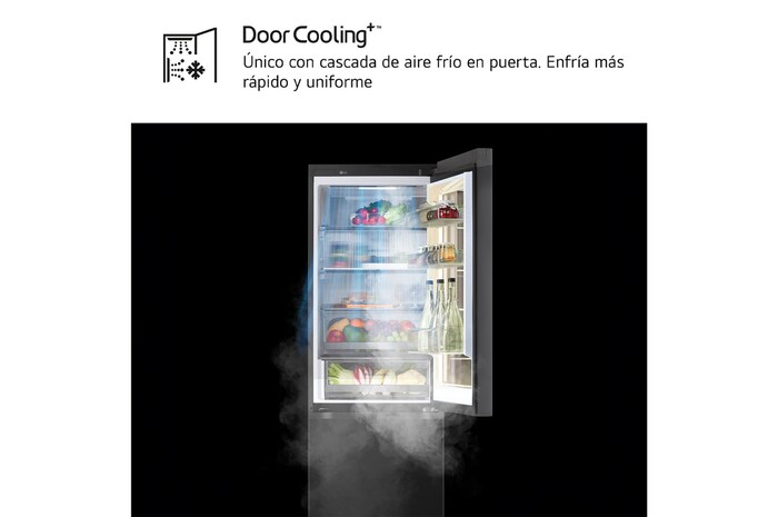 LG Frigorífico Combi Instaview  Door Cooling+, 1,86 m, Clasificación C, capacidad de 352 l,  Acero negro grafito, GBG7190CEV
