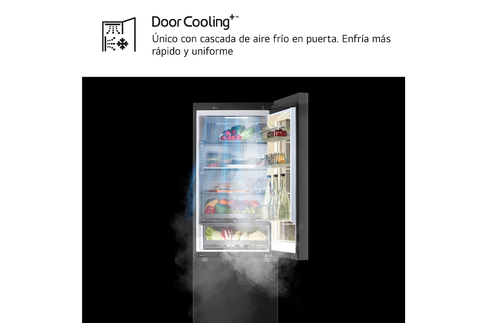 LG Frigorífico Combi Instaview  Door Cooling+, 1,86 m, Clasificación C, capacidad de 352 l,  Acero negro grafito, GBG7190CEV