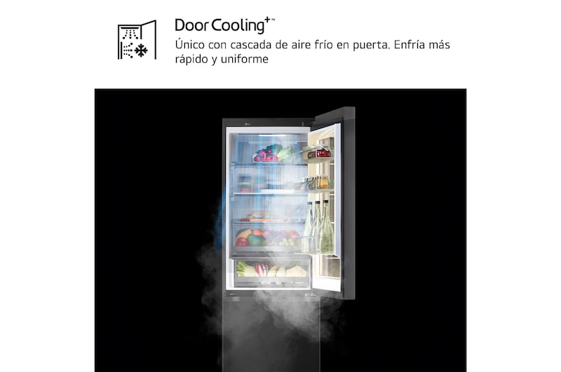 LG Frigorífico Combi Instaview  Door Cooling+, 1,86 m, Clasificación C, capacidad de 352 l,  Acero negro grafito, GBG7190CEV