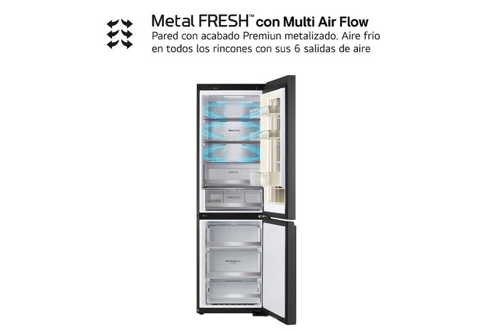 LG Frigorífico Combi Instaview  Door Cooling+, 1,86 m, Clasificación C, capacidad de 352 l,  Acero negro grafito, GBG7190CEV