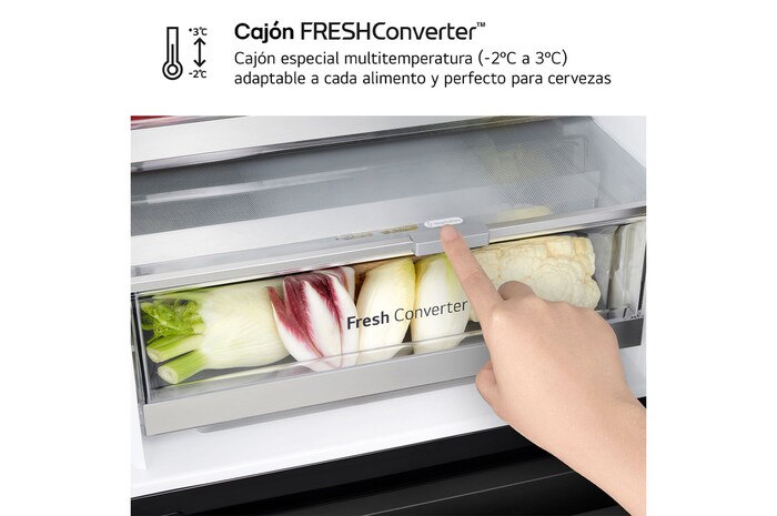 LG Frigorífico Combi Instaview  Door Cooling+, 1,86 m, Clasificación C, capacidad de 352 l,  Acero negro grafito, GBG7190CEV
