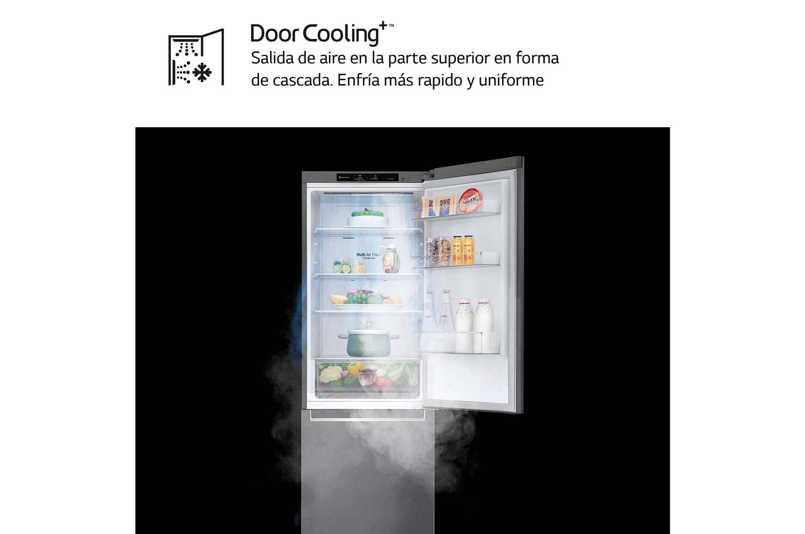 LG Frigorífico Combi, 1,86m, Clasificación E, capacidad de 374l, Inox Grafito Antihuellas, serie 3, GBP31DSLZN