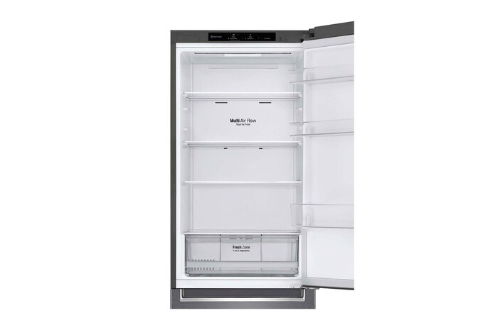 LG Frigorífico Combi, 1,86m, Clasificación E, capacidad de 374l, Inox Grafito Antihuellas, serie 3, GBP31DSLZN