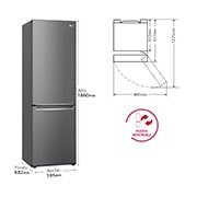 LG Frigorífico Combi 1,86m, Clasificación D, capacidad de 374l, Inox grafito , serie P-600 , GBP61DSPGN