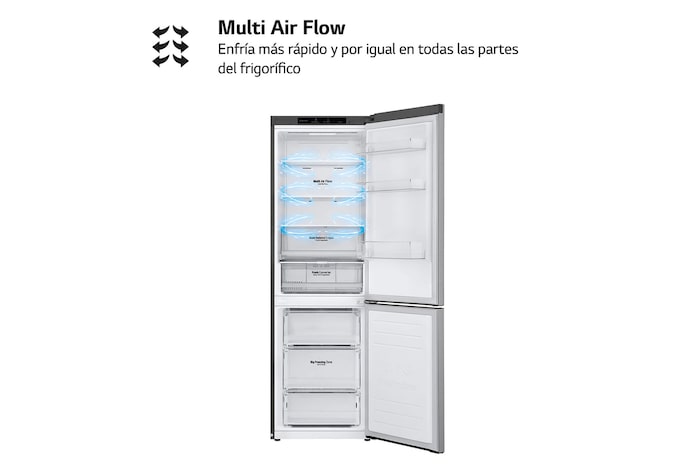 LG Frigorífico Combi 1,86m, Clasificación D, capacidad de 374l, Inox grafito , serie P-600 , GBP61DSPGN