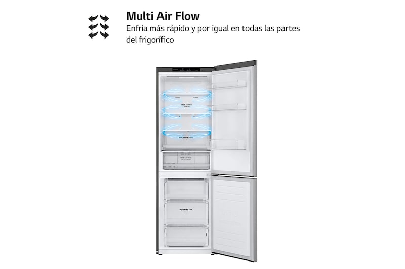 LG Frigorífico Combi 1,86m, Clasificación D, capacidad de 374l, Inox grafito , serie P-600 , GBP61DSPGN