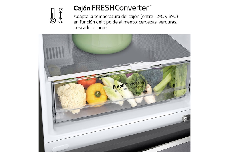 LG Frigorífico Combi 1,86m, Clasificación D, capacidad de 374l, Inox grafito , serie P-600 , GBP61DSPGN