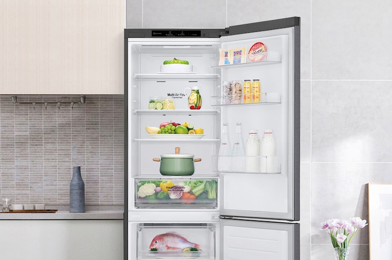 LG Frigorífico Combi 1,86m, Clasificación D, capacidad de 374l, Inox grafito , serie P-600 , GBP61DSPGN