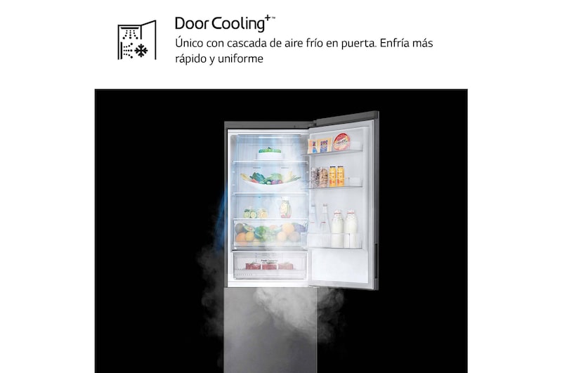 LG Frigorífico Combi 1,86m, Clasificación D, capacidad de 374l, Inox grafito , serie P-600, GBP61DSXGC