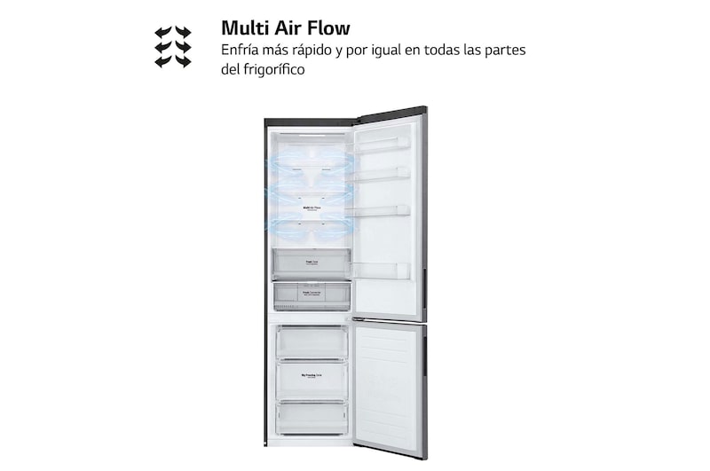 LG Frigorífico Combi 1,86m, Clasificación D, capacidad de 374l, Inox grafito , serie P-600, GBP61DSXGC