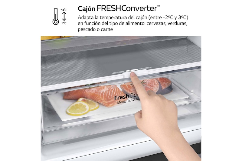 LG Frigorífico Combi 1,86m, Clasificación D, capacidad de 374l, Inox grafito , serie P-600, GBP61DSXGC