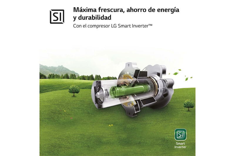 LG Frigorífico Combi 1,86m, Clasificación D, capacidad de 374l, Inox grafito , serie P-600, GBP61DSXGC