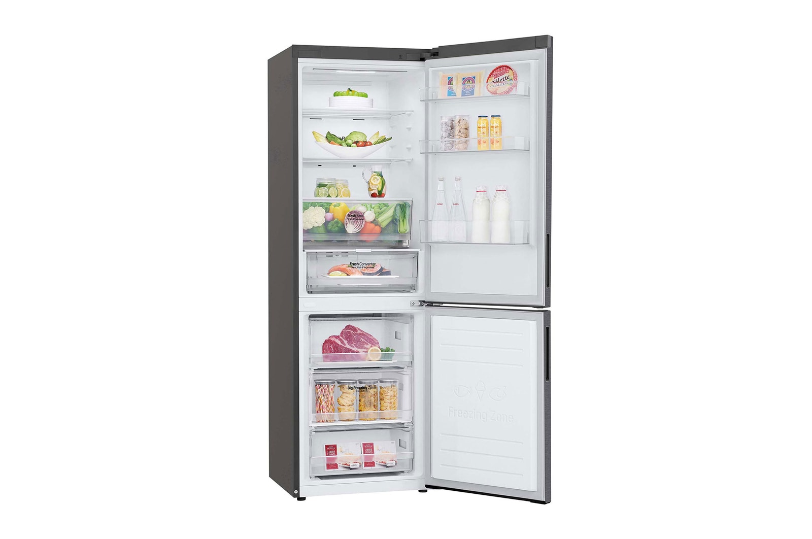 LG Frigorífico Combi 1,86m, Clasificación D, capacidad de 374l, Inox grafito , serie P-600, GBP61DSXGC
