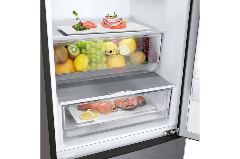 LG Frigorífico Combi 1,86m, Clasificación D, capacidad de 374l, Inox grafito , serie P-600, GBP61DSXGC
