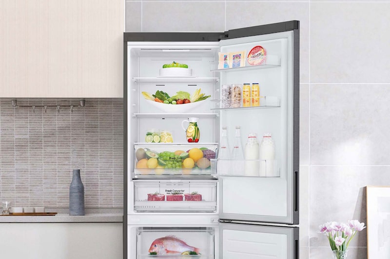 LG Frigorífico Combi 1,86m, Clasificación D, capacidad de 374l, Inox grafito , serie P-600, GBP61DSXGC