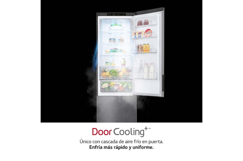 LG Frigorífico Combi Door Cooling+, 2 metros , Clasificación A, capacidad de 419L, Inox antihuellas , serie P-600, GBP62PZNAC
