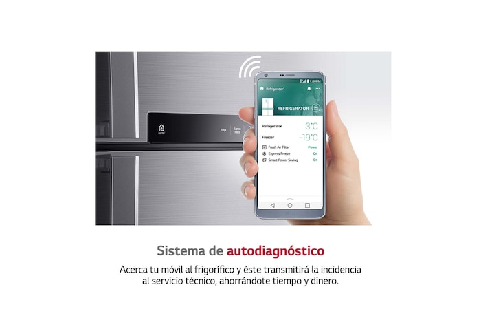 LG Frigorífico Combi 2m, Door Cooling Clasificación A, capacidad 419l, Blanco, Serie P-600, GBP62SWNAC