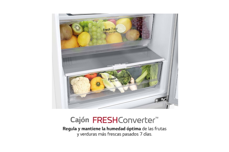 LG Frigorífico Combi Door Cooling+, 2m, Clasificación C, capacidad de 419l, Blanco, serie P-600, GBP62SWNCN1