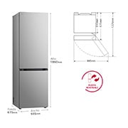 LG Frigorífico Combi Door Cooling+,  1,86m, Clasificación C, capacidad de 374l, inox antihuellas. Serie 300, GBV3100CPY vista frontal ladeada, GBV3100CPY