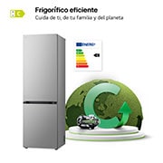 LG Frigorífico Combi Door Cooling+,  1,86m, Clasificación C, capacidad de 374l, inox antihuellas. Serie 300, GBV3100CPY vista frontal ladeada, GBV3100CPY