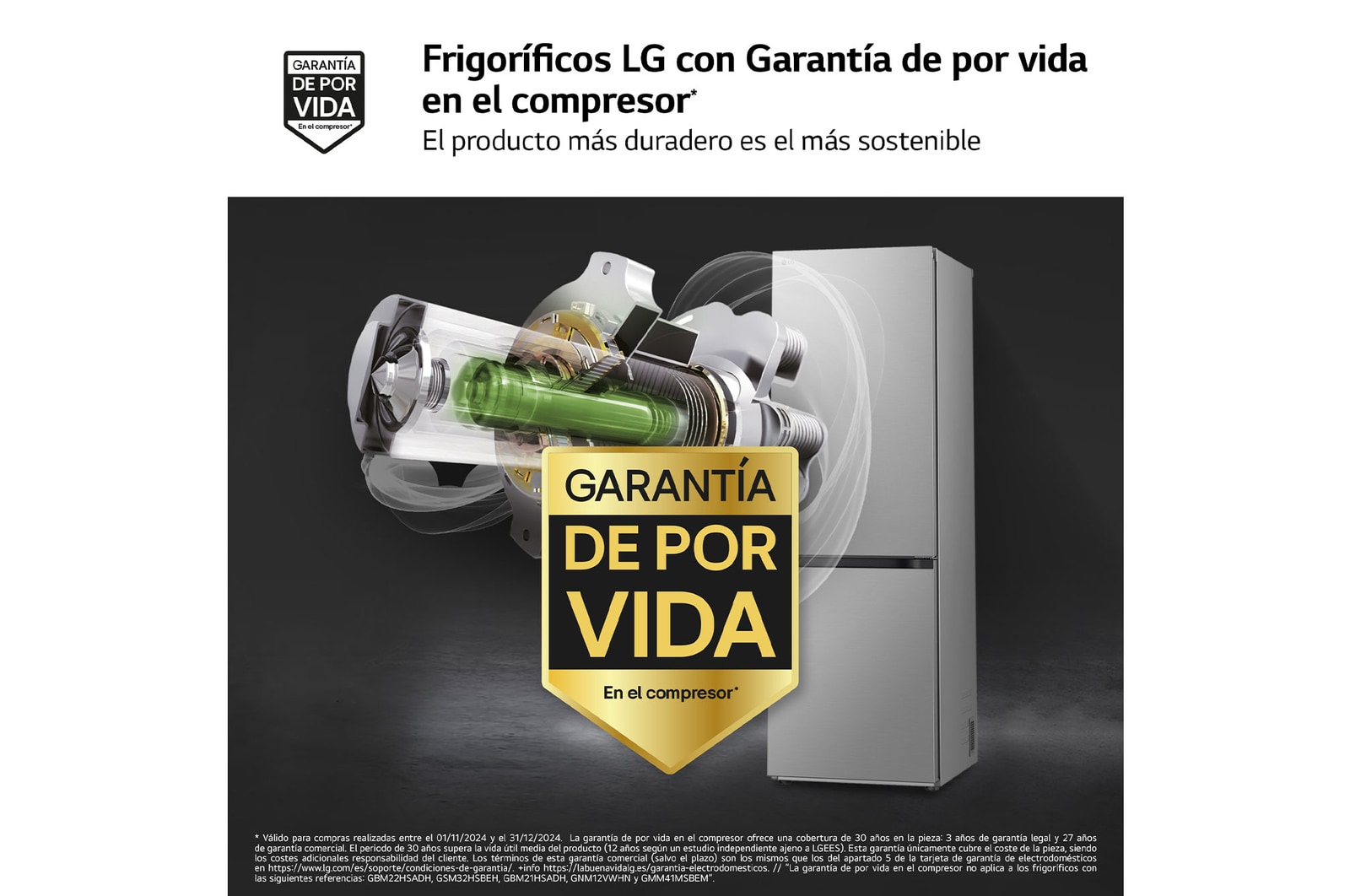 LG Frigorífico Combi Door Cooling+,  1,86m, Clasificación C, capacidad de 374l, inox antihuellas. Serie 300, GBV3100CPY vista frontal ladeada, GBV3100CPY