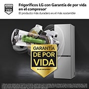 LG Frigorífico Combi Door Cooling+,  1,86m, Clasificación C, capacidad de 374l, inox antihuellas. Serie 300, GBV3100CPY vista frontal ladeada, GBV3100CPY