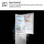 LG Frigorífico Combi Door Cooling+,  1,86m, Clasificación C, capacidad de 374l, inox antihuellas. Serie 300, GBV3100CPY vista frontal ladeada, GBV3100CPY