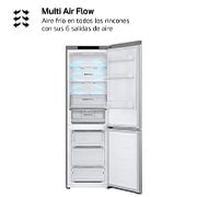 LG Frigorífico Combi Door Cooling+,  1,86m, Clasificación C, capacidad de 374l, inox antihuellas. Serie 300, GBV3100CPY vista frontal ladeada, GBV3100CPY