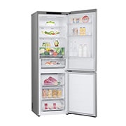 LG Frigorífico Combi Door Cooling+,  1,86m, Clasificación C, capacidad de 374l, inox antihuellas. Serie 300, GBV3100CPY vista frontal ladeada, GBV3100CPY