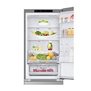 LG Frigorífico Combi Door Cooling+,  1,86m, Clasificación C, capacidad de 374l, inox antihuellas. Serie 300, GBV3100CPY vista frontal ladeada, GBV3100CPY