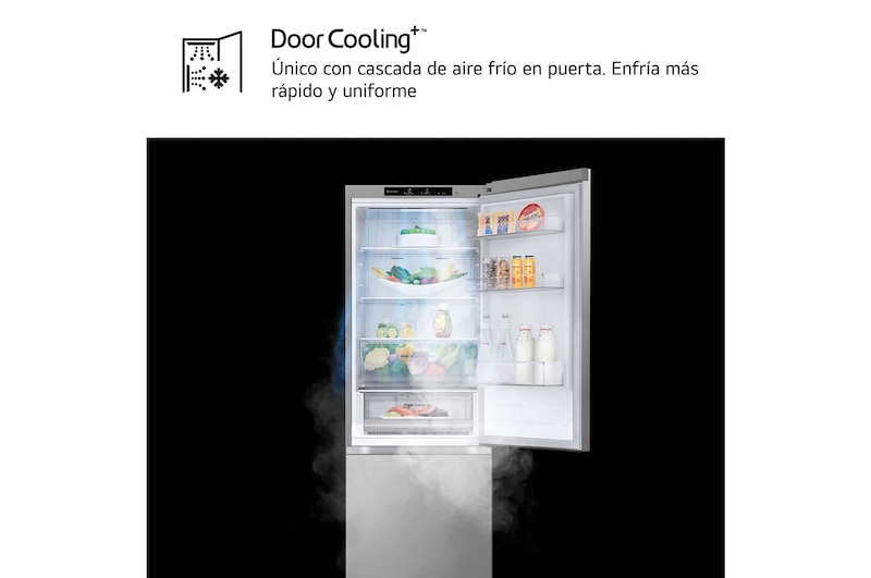 LG Frigorífico Combi Door Cooling+,  1,86m, Clasificación D, capacidad de 374l, inox antihuellas. Serie 300, GBV3100DPY