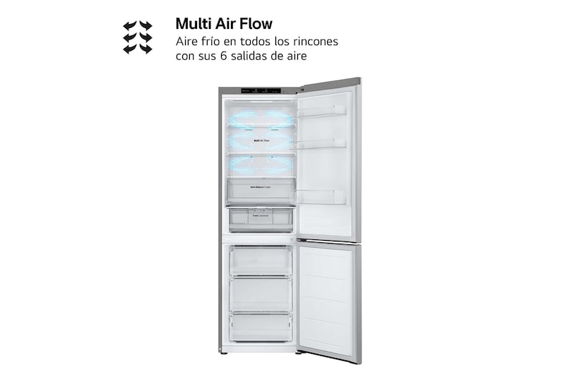 LG Frigorífico Combi Door Cooling+,  1,86m, Clasificación D, capacidad de 374l, inox antihuellas. Serie 300, GBV3100DPY