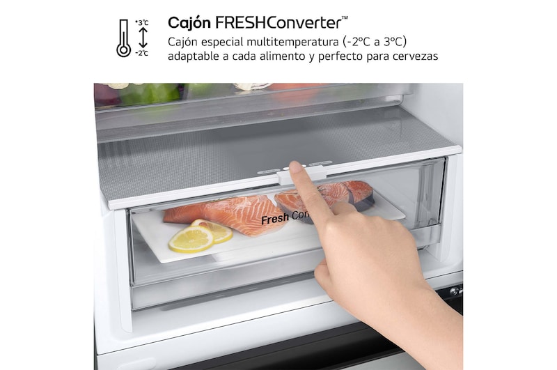LG Frigorífico Combi Door Cooling+,  1,86m, Clasificación D, capacidad de 374l, inox antihuellas. Serie 300, GBV3100DPY