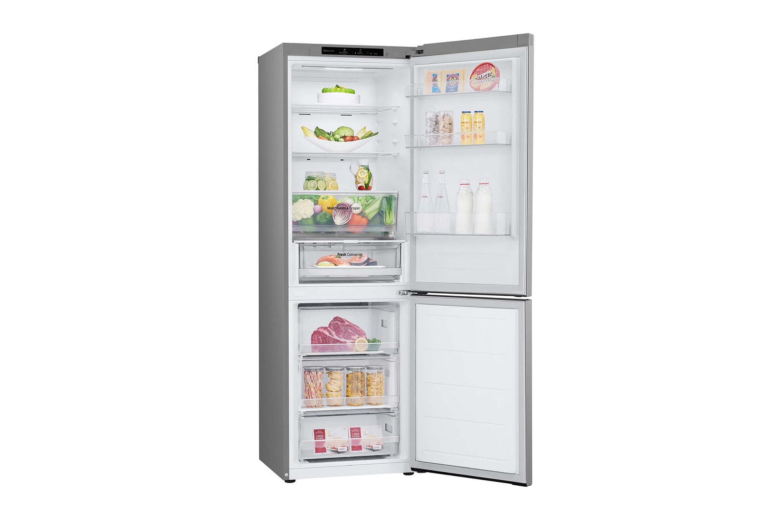 LG Frigorífico Combi Door Cooling+,  1,86m, Clasificación D, capacidad de 374l, inox antihuellas. Serie 300, GBV3100DPY