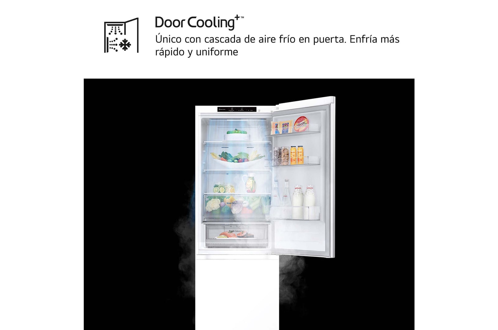LG Frigorífico Combi Door Cooling+, 1,86m, Clasificación E, capacidad de 374l, Blanco. Serie 300, GBV3100ESW